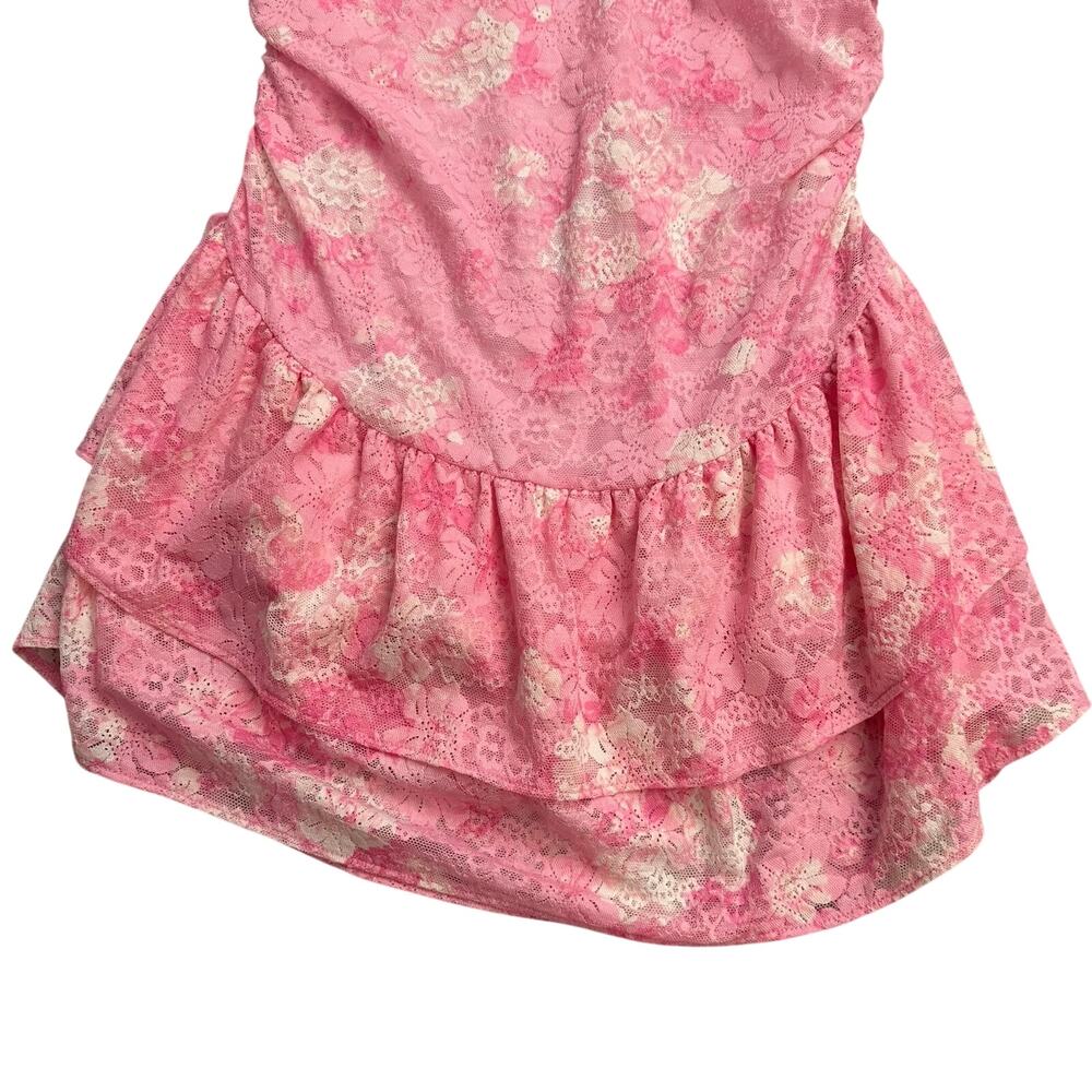 VS PINK x LOVESHACKFANCY Strapless Lace Mini Dress Pink Floral Small - Picture 3 of 8